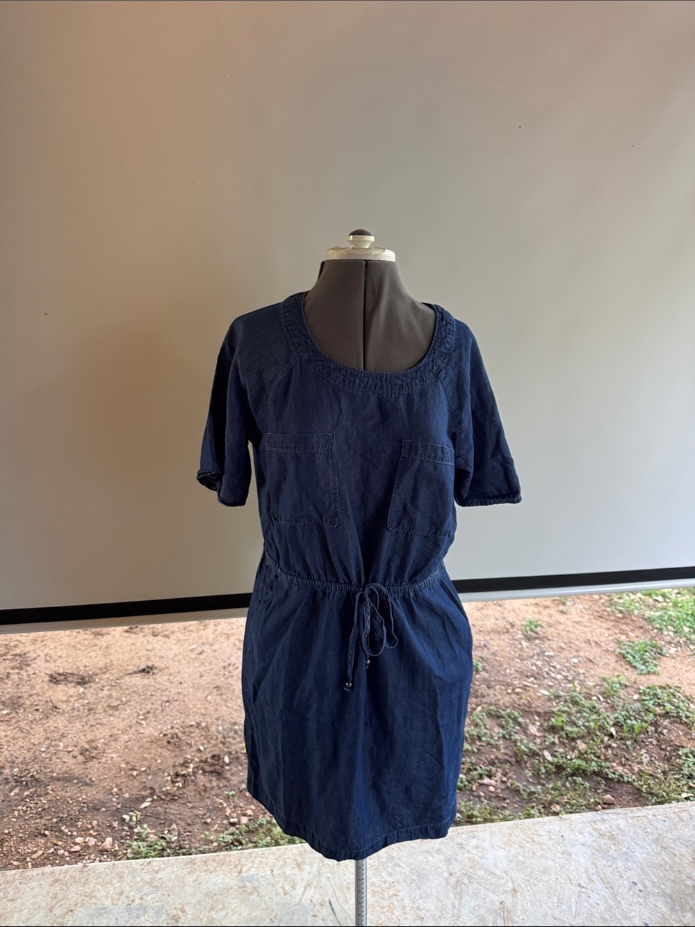 Casual Navy Drawstring Waist Women’s Dress